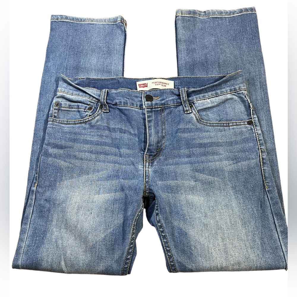 Levis Performance 511‎ Slim Boys Jeans Medium Wash Size 14 Regular 27x27 Blue
